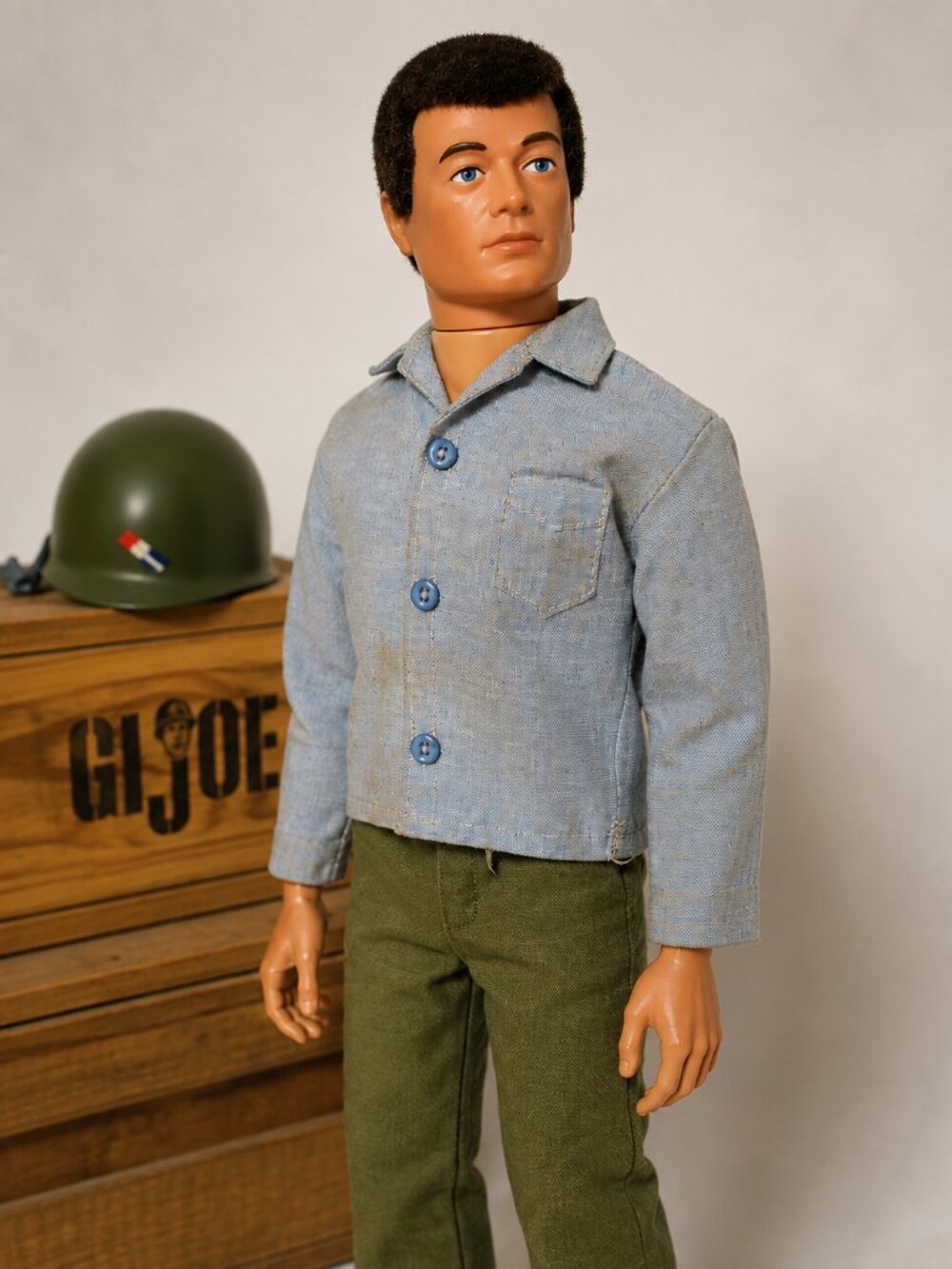 Vintage GI Joe Blue Denim Sailor Shirt Hasbro Hong Kong 12” Figure Clothing